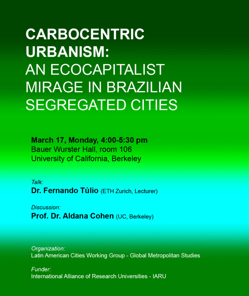 Poster announcing Carbocentric Urbanism lecture on March 17 2025