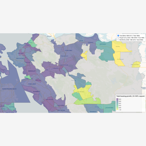map of housing growth in San Francisco Bay Area